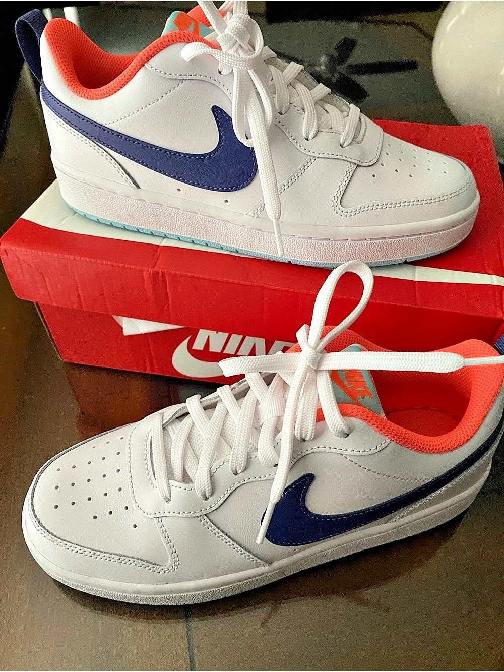 Nike Court Vision Low 'White Electro Purple' White & Blue Sneakers 6Y